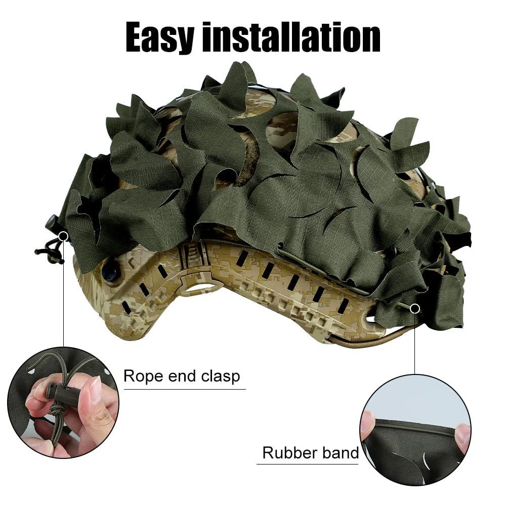Funda de casco de caza militar, 1/2 unids de malla táctica, cubre rápida ajustable para el tiro de caza, Airsoft Paintball, verde
