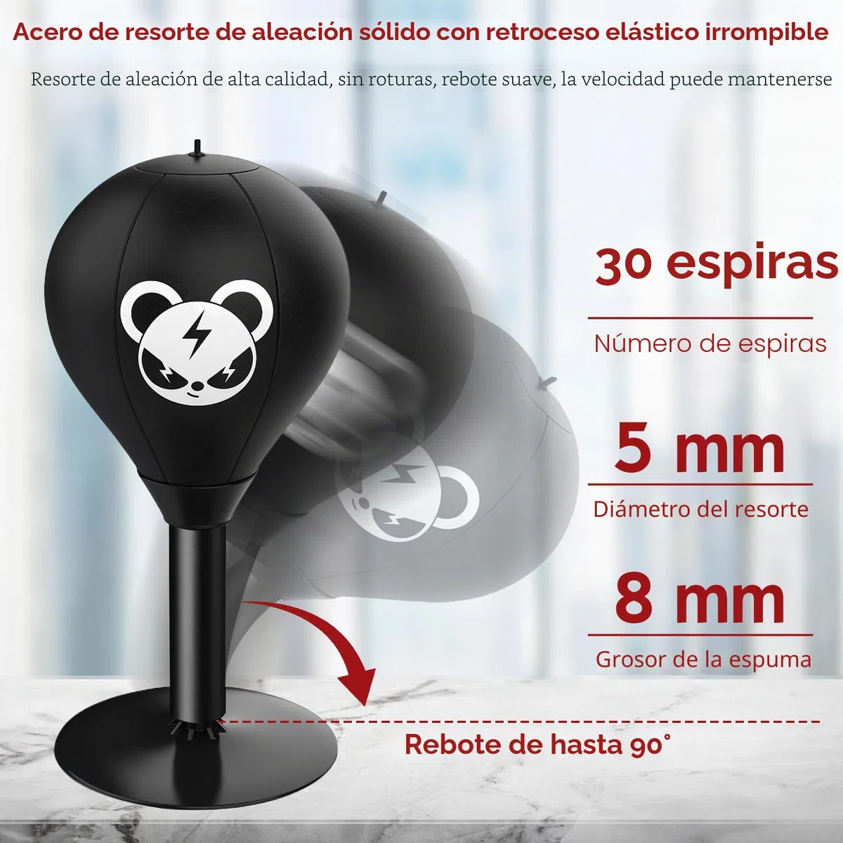 Bolsa de boxeo para escritorio, con ventosas potentes, antiestrés, punching ball, oficina de pie, regalo divertido para chef, colega, amigos, negro, 17,7 x 40 cm