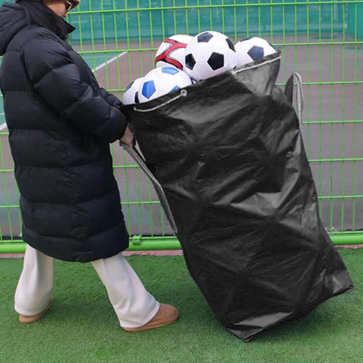 Bolsa para Balones - Saco De Cuerda para Fútbol 190L - Bolsa Impermeable Grande con Cierre De Cuerda para Entrenamiento Escuela Playa Campamento Y