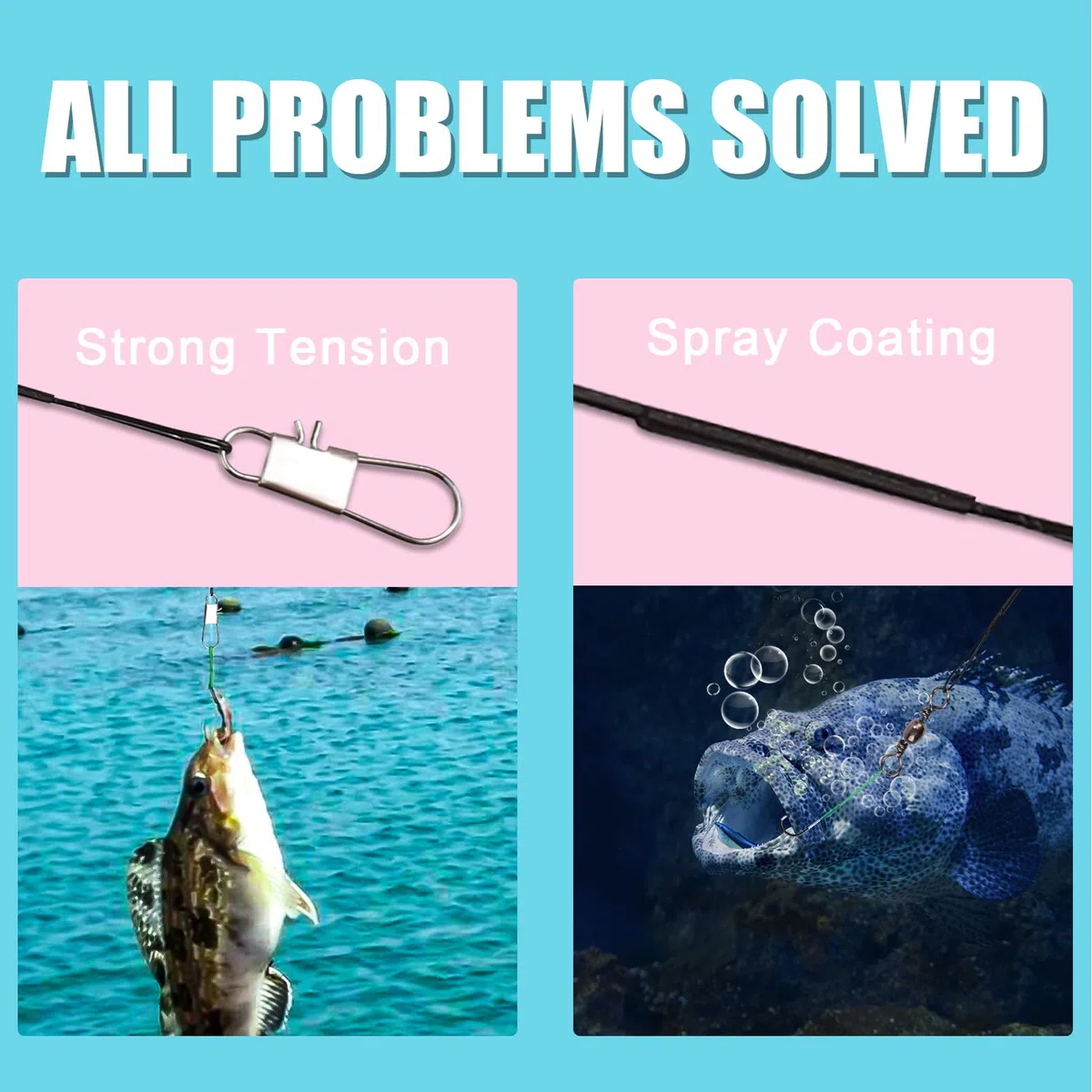 30 Piezas de Línea Líder Pesca, Cable Líder de Acero Inoxidable de con Hebilla Giratoria Señuelo o Anzuelo de Conexión de Aparejos de Pesca, para Agua Salada y Agua Dulce (Negro)