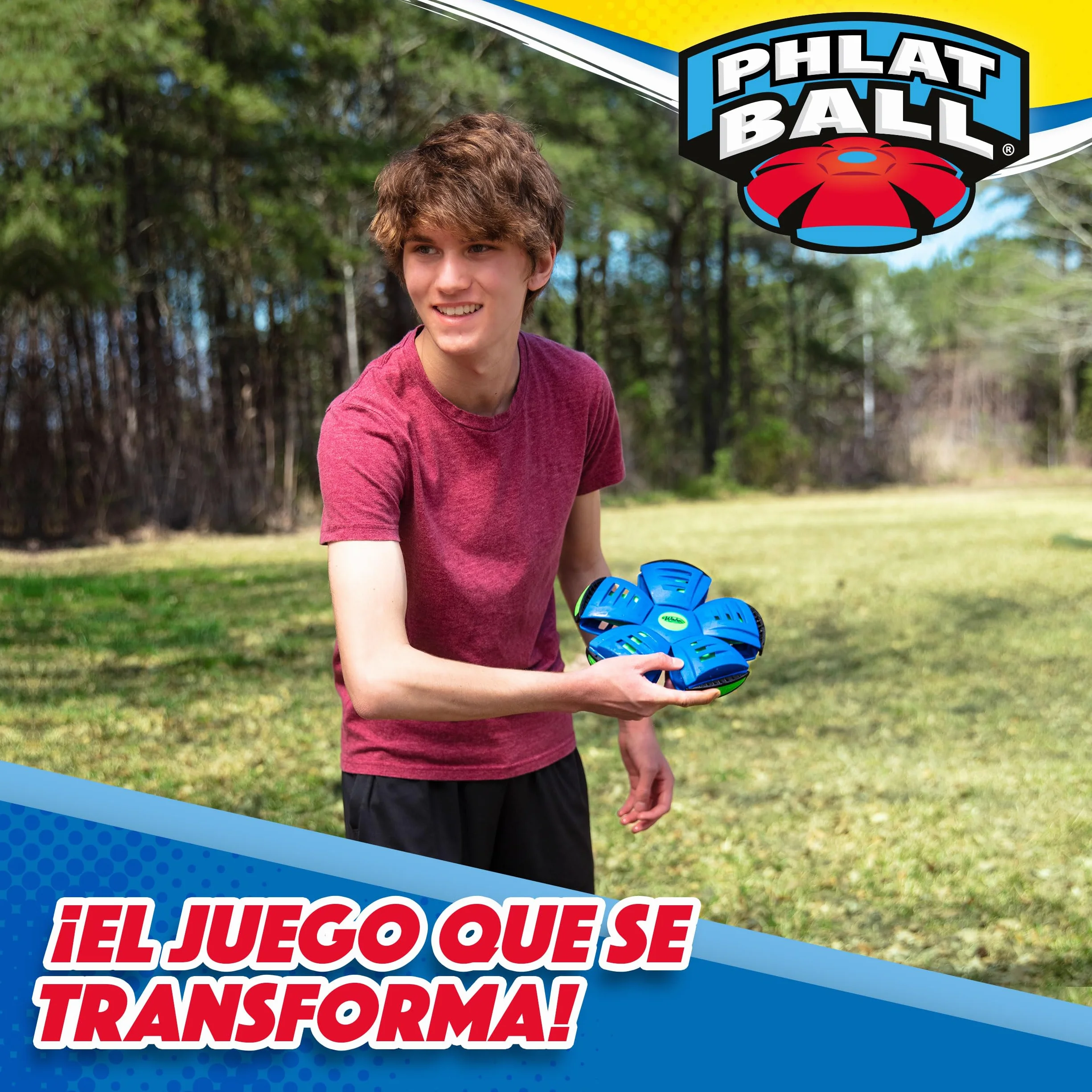 Wahu PHLAT Ball Classic Frisbee Transformable en Balón Juguete Exterior Niños 5+ Años 15,7cm Bola 22,9cm Frisbee 2+ Jugadores