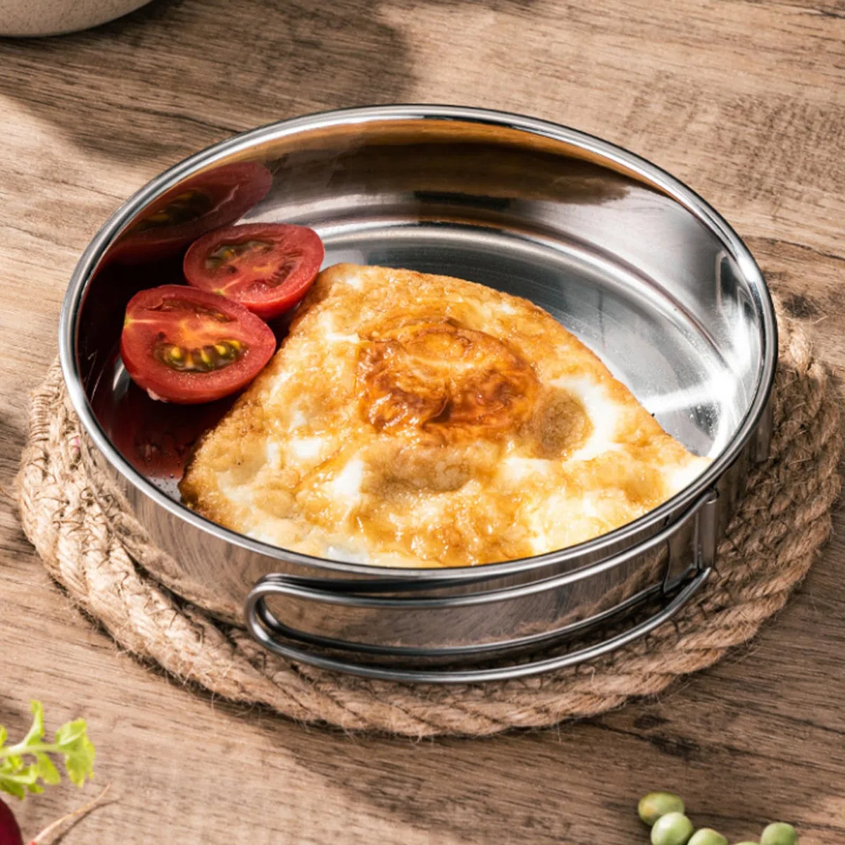 Juego de utensilios de cocina para camping, 4 piezas, juego de vajilla de camping 304, olla de acero inoxidable con sartén, olla portátil para camping, juego de sartenes, cubiertos plegables para