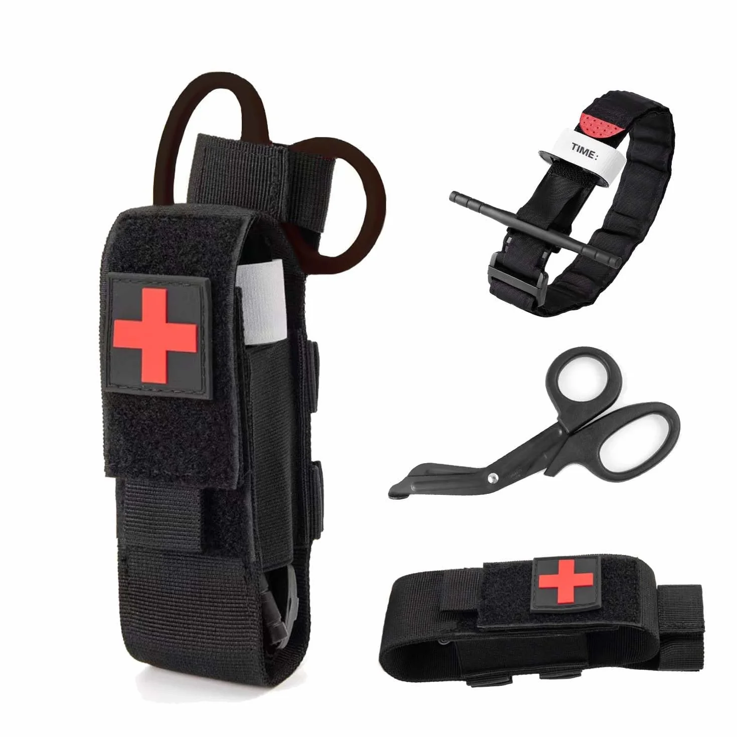 Bolsa Torniquete Molle Torniquete Táctica EMT Tijeras Medicas, Bolsa Torniquete Titular Táctico Militar para Torniquete y Tijeras Para Primeros Auxilios y Emergencias al Aire Libre