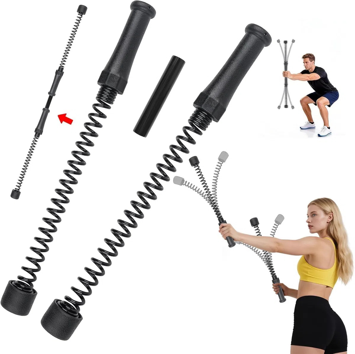 2pcs Battle Ropes ohne Seil, Trage Schwere Battle Ropes, Ganzkörpertrainingsgeräte robuste Rutschfester Griff Power Ropes für Innenraum im Freien Training, Boxing und Training