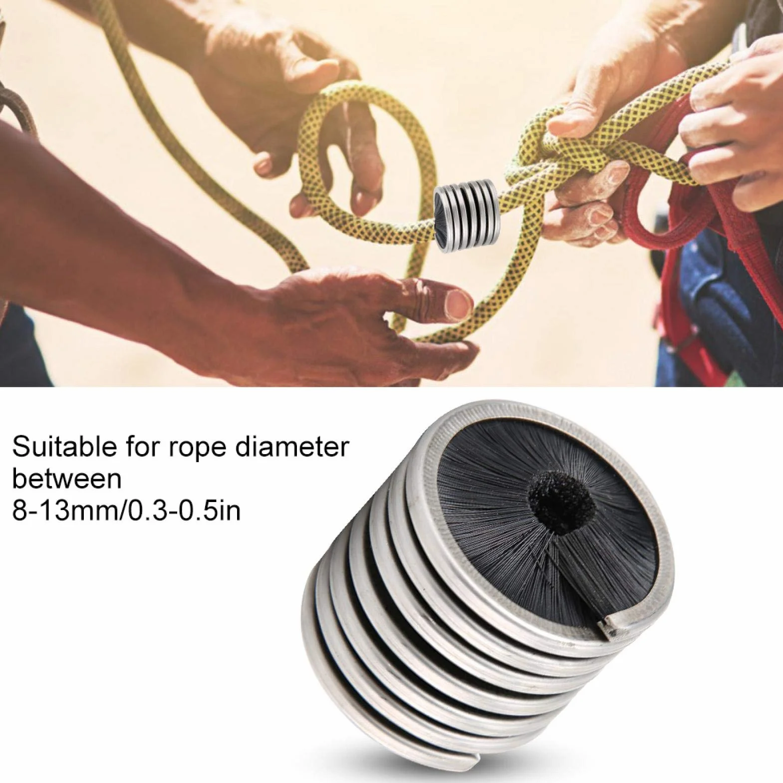 Alomejor Cepillo de Limpieza de Cuerda de EscaladaCepillo de Cuerda de 8-13 Mm de DiáMetro para Prolongar la Vida úTil