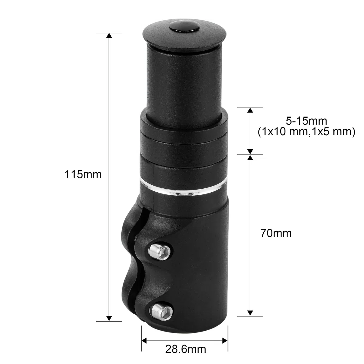 Elevador Manillar Bicicleta, 1-1/8" 28,6 mm Elevador de Horquilla para Ciclismo Bicicleta de Montaña Carretera Bici, Aluminio