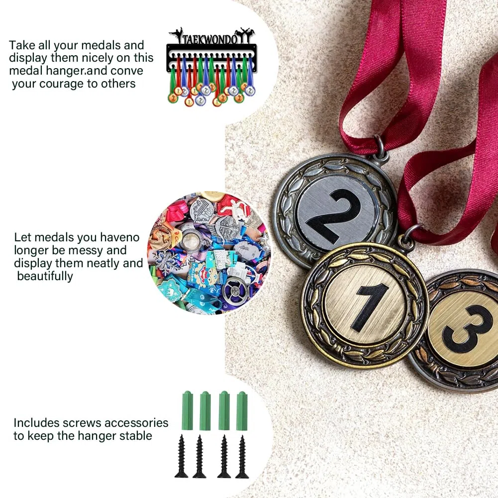 SUPERDANT Soporte para medallas deportivas, soporte para medallas, soporte de pared, medallas de metal, para colgar medallas, organizador de premios para atletas
