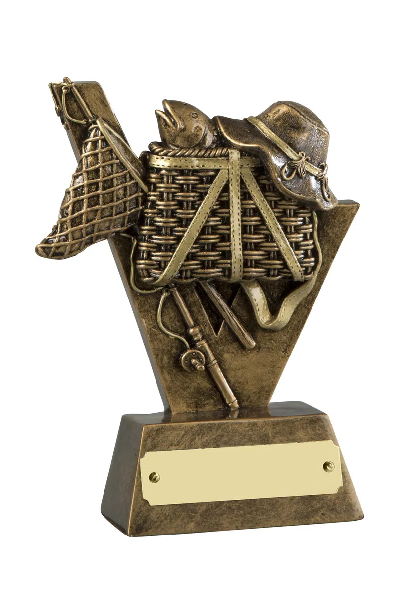 SilverTrophy: Trofeo de premio de pesca de oro, ideal para el premio de pescador, la captura más grande, la captura del día, pescador, caña, carretes y aparejos, carpa, lubina, pesca de mar y lago,