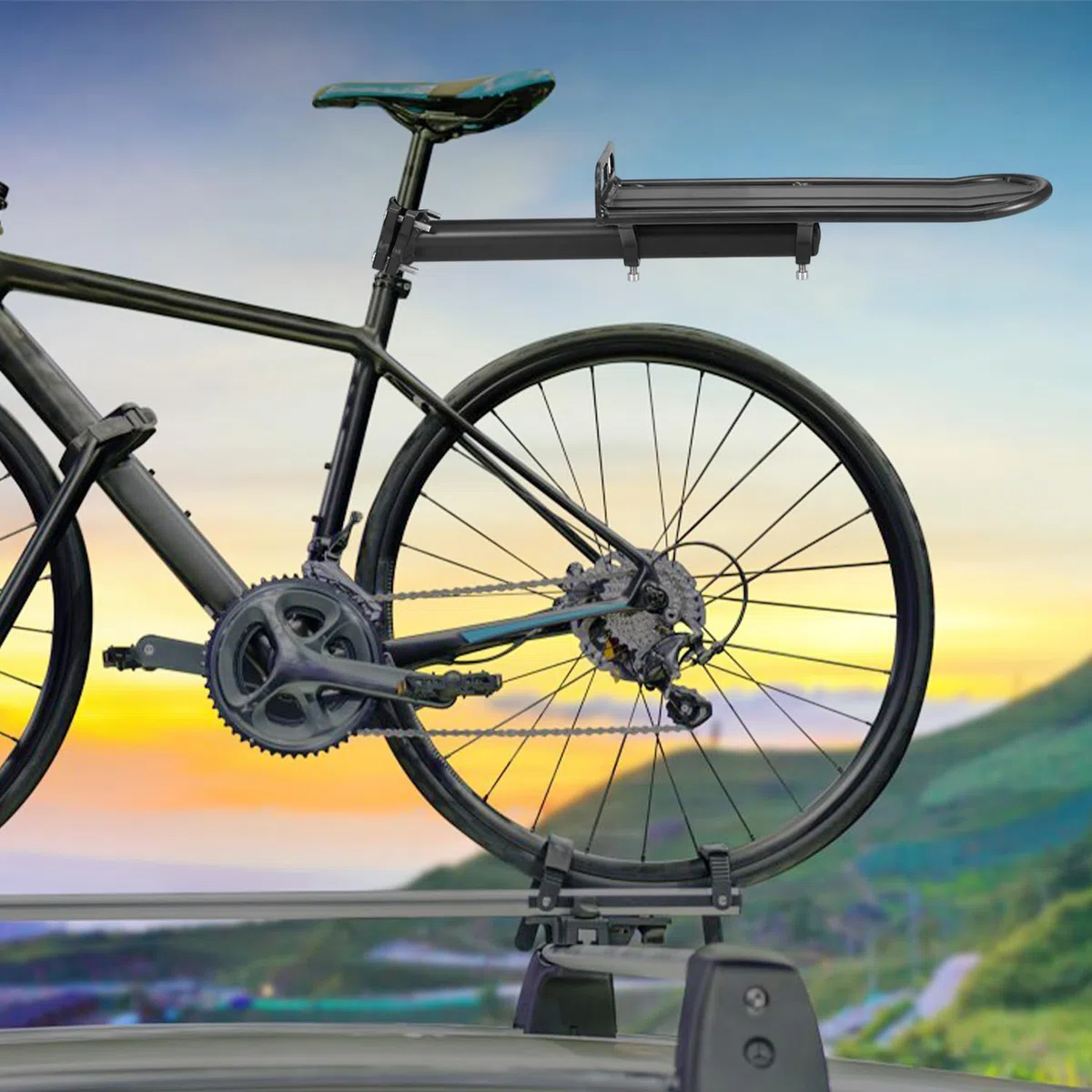 Portabultos Bicicleta Trasero Negro Aluminio Ajustable Portaequipaje Bicicleta Montaña Capacidad de Carga Máxima 10 kg Instalación Rápida Portaequipajes Bicicleta Portaequipajes
