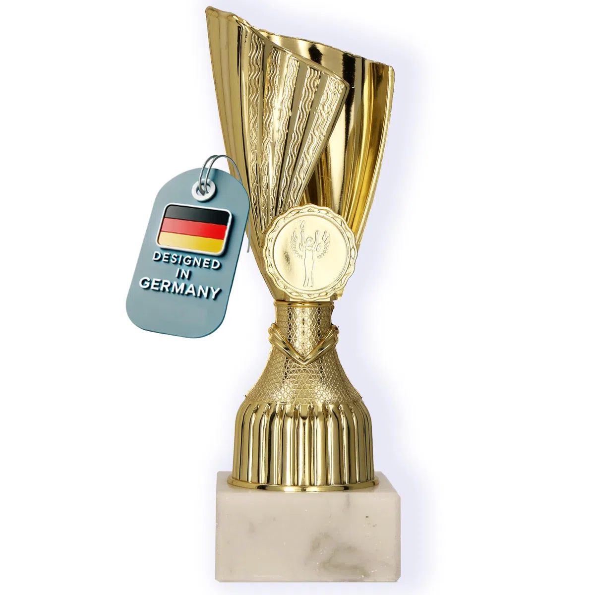 Larius Trofeo personalizable con base de piedra (17-19 cm, 195-385 g), ideal para torneos, fútbol, cumpleaños infantiles, equipos y premios – M3
