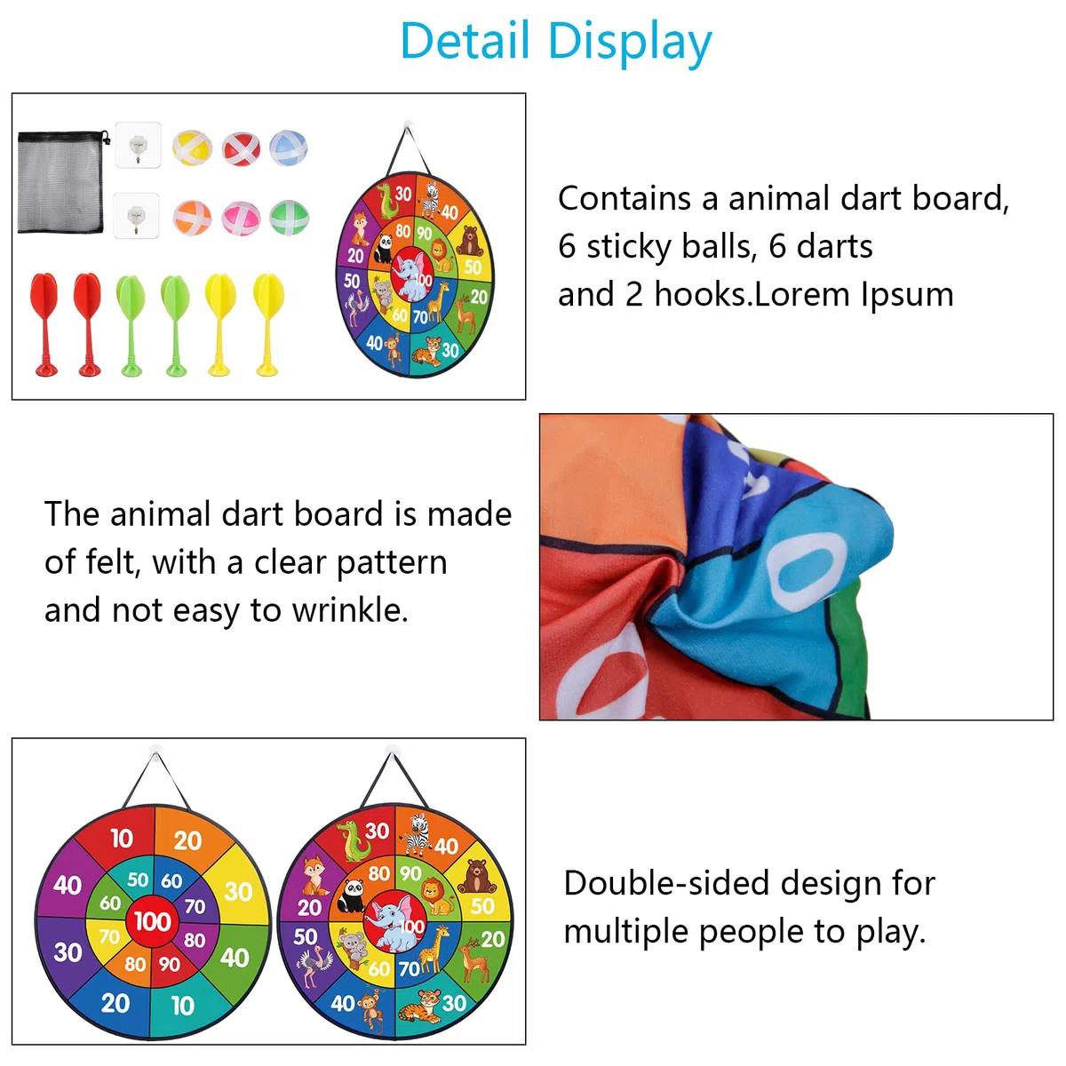 LAMEK Tablero de Dardos para Niños 66 cm Dardo de Juguete Plegable de Doble Cara Diana Infantil de Fieltro con 6 Bolas Adhesivas 6 Dardos Interior Exterior Tela de La Dart Tablero para Niños Niñas