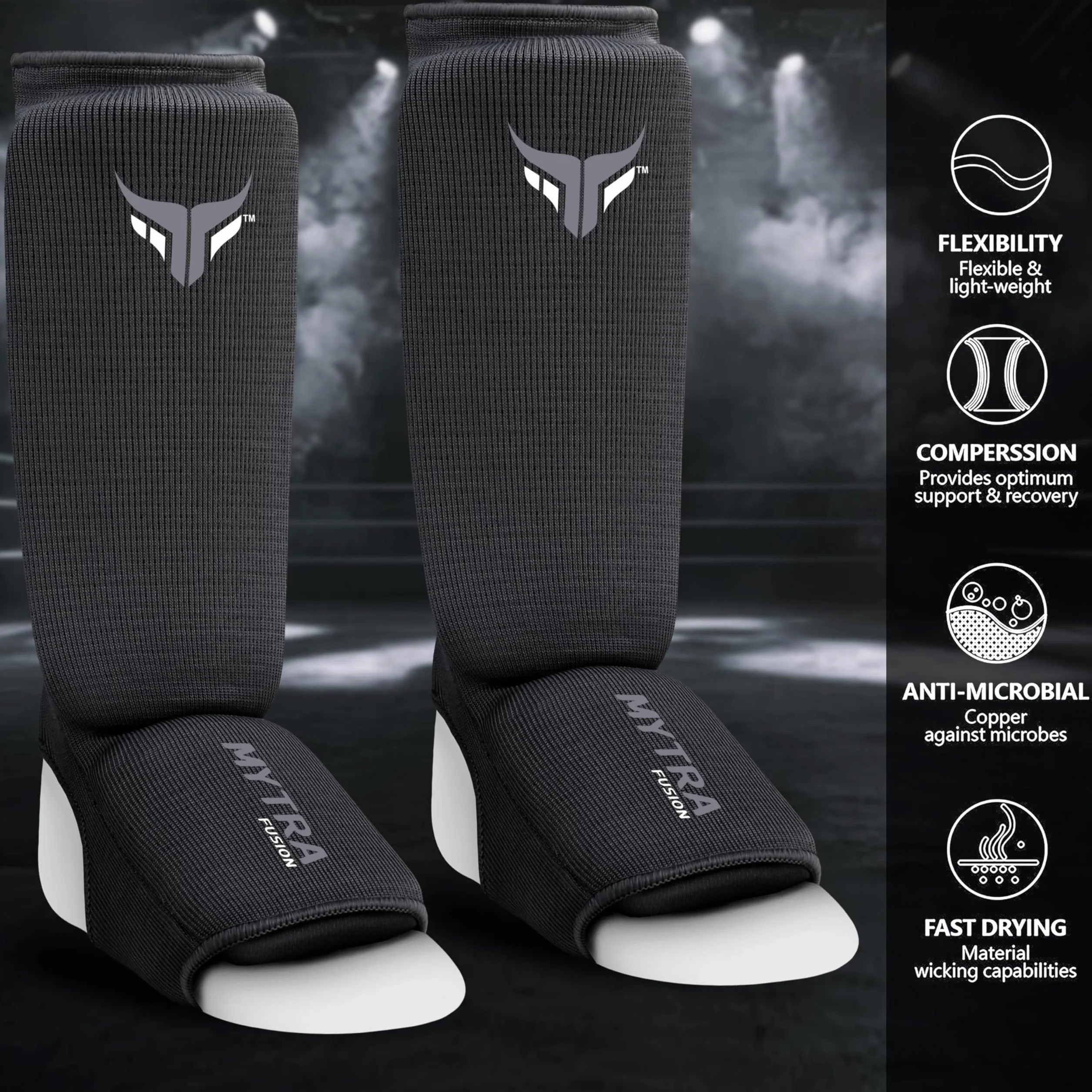Espinilleras Kick Boxing Ligero Protector Estirable Acolchado Entrenamiento Muay Thai MMA Niño