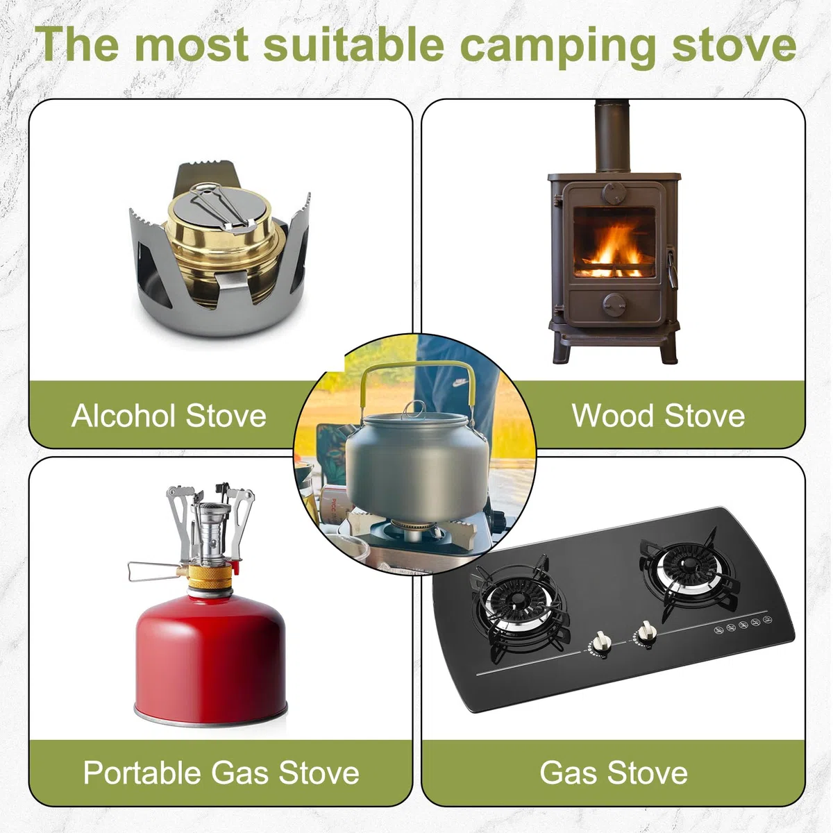 GOMETY Hervidor de agua para camping, 2-3 personas, cafetera y hervidor de agua, set de vajilla para exteriores, tetera de 0,8 l con 4 vasos de acero inoxidable, fácil de plegar, duradera de aluminio,