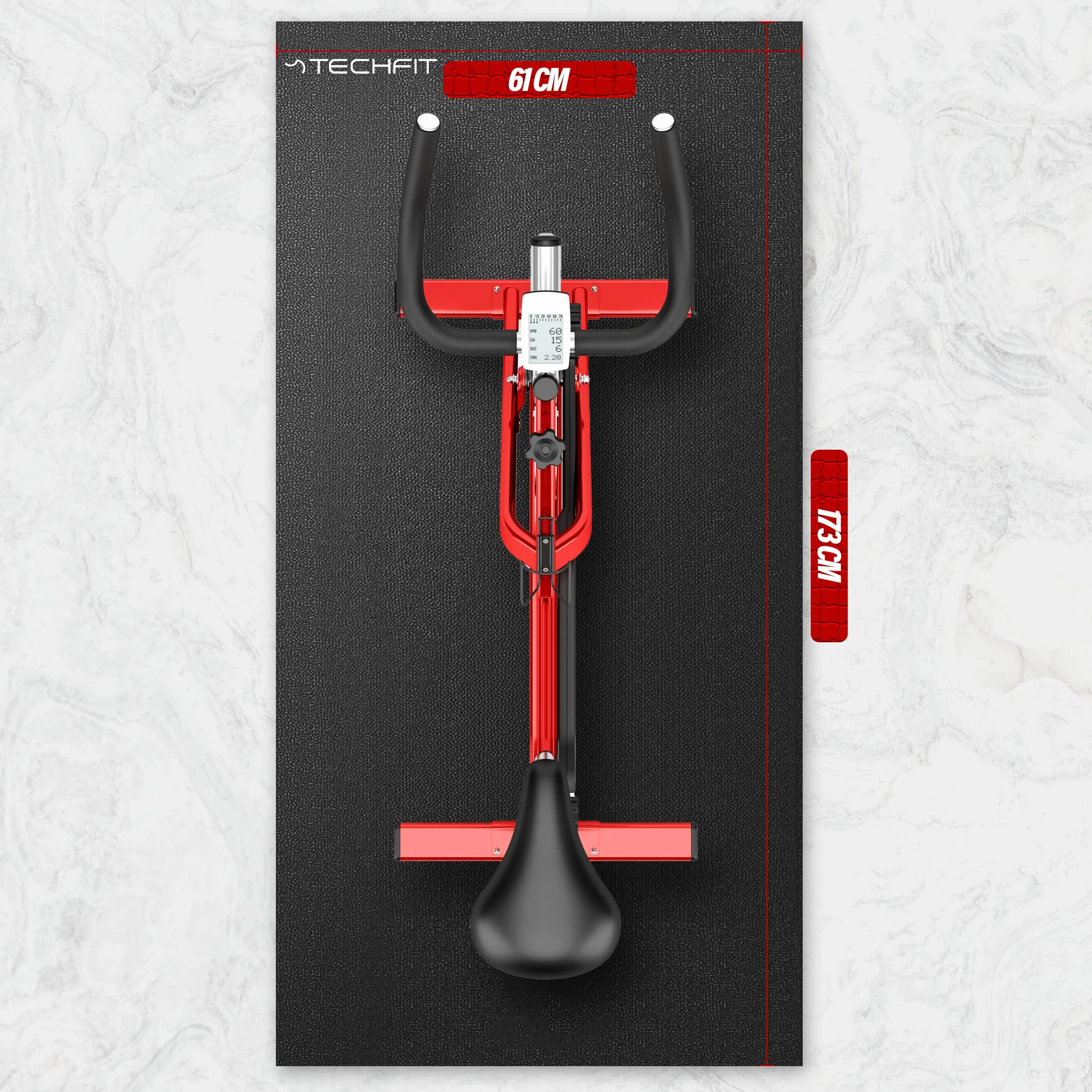TechFit Esterilla Fitness Antideslizante Gruesa PVC para Bicicleta Estática Spinning Cinta de Correr