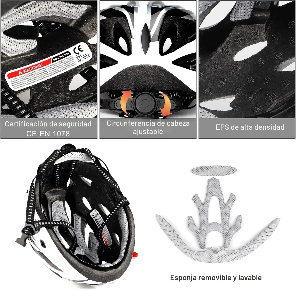 Casco Bicicleta Adulto, Casco de Bicicleta Ajustable para Mujeres y Hombres, Ultraligero Casco de Ciclismo Montaña con Forro y Visera Extraíble (Tamaño de la Cabeza 58-62cm)