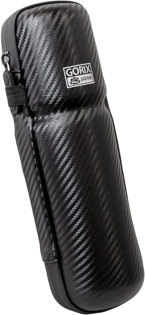 GORIX Bicicleta Herramienta Caso Caja Botella Impermeable Cremallera Carbón Patrón Camino BTT Bicicleta Ciclismo Negro(GX-Case (Largo 25 cm))