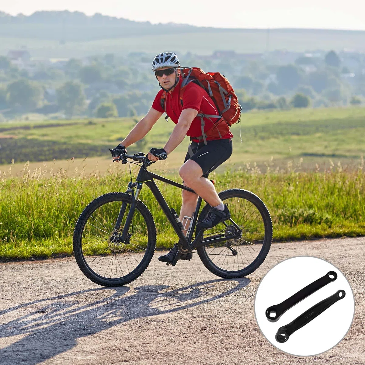 2 Piezas Biela de Bicicleta, 170mm, Bielas de Bicicleta sólidas, Manivela para Bicicleta, Biela Negra de Bicicleta, Bielas de Bicicleta eléctrica, Adecuado para Bicicletas de montaña y Bicicletas