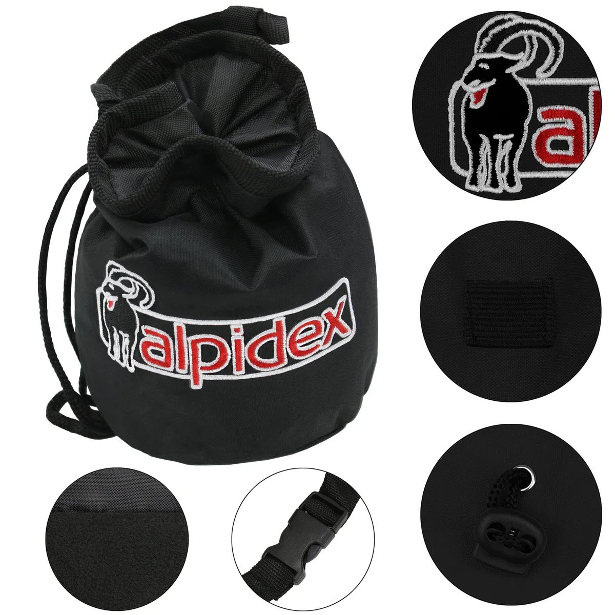 ALPIDEX Bolsa de Magnesio para Escalada con 3 x Bolas de Tiza (35 g) y Cinturón | Chalk Bag Búlder y Rocódromo