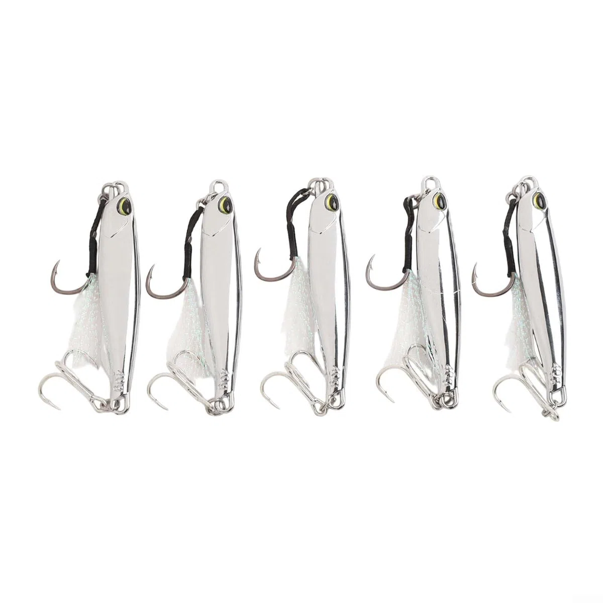 Señuelos de pesca de metal, 5 cebos de cuchara plateada para trucha lubina, agua salada, juego de cebo de pesca de agua dulce