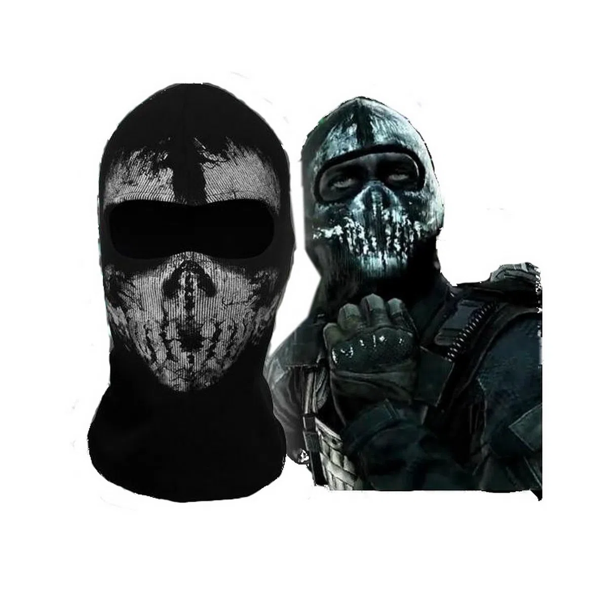 Wonder Cosplay - Máscara de airsoft y paintball, diseño de calavera fantasmal, color negro multicolor Mask-2