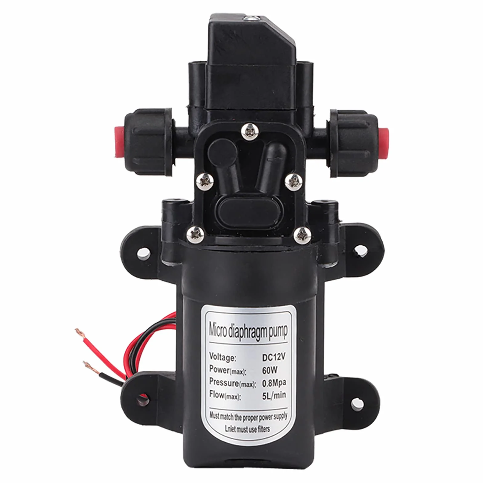 Bomba de Agua 12v - 5L/min DC12V de Alta Presión, Autocebante Caravana Camping Barco Camper Jardín Irrigación Riego