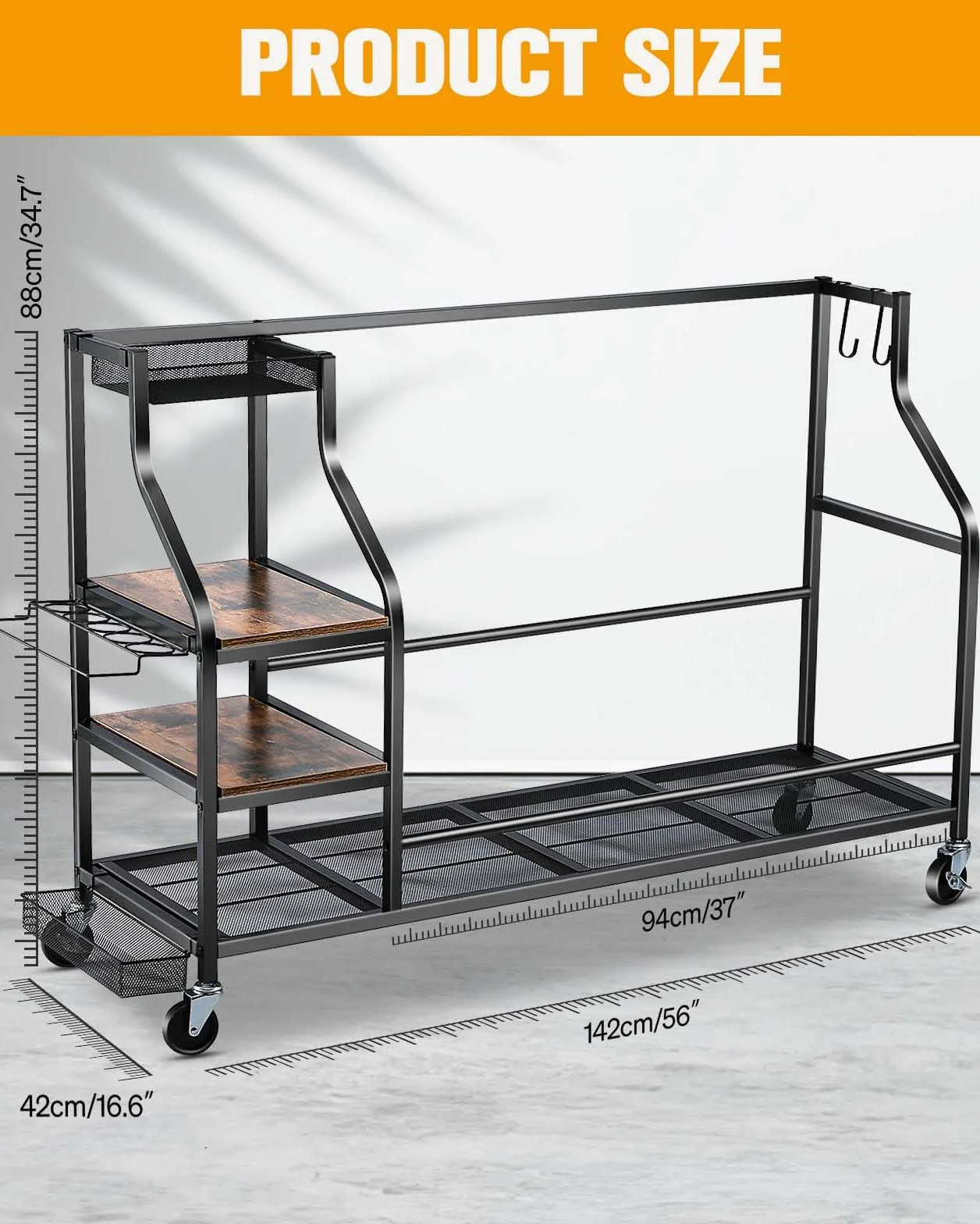 EXTCCT Organizador de almacenamiento de bolsas de golf, soporte para bolsas de golf para accesorios de equipo de golf, estante de almacenamiento de bolsas de golf con ruedas, palos de golf,