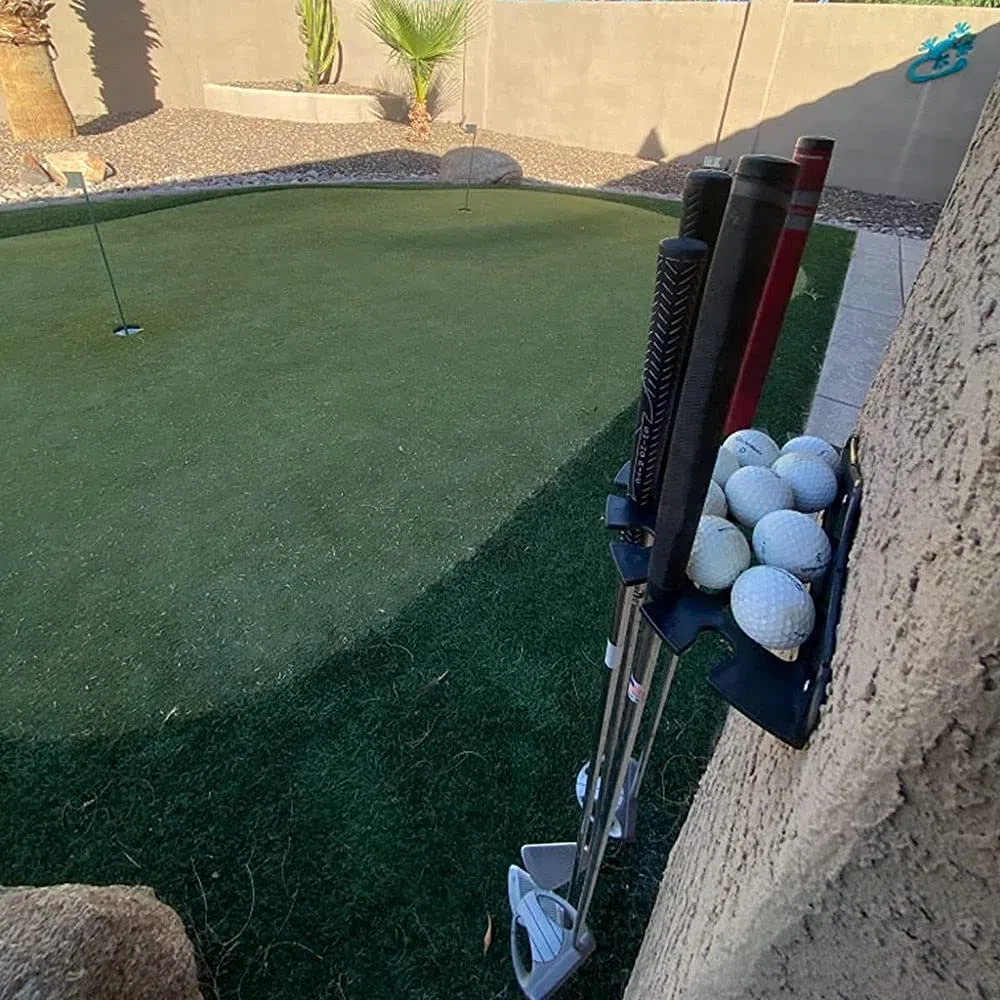 Pmsanzay Paquete de 2 soportes para palos de golf y organizadores de pelotas de golf, estante de exhibición para palos de golf, mantiene todo limpio y organizado, sin palos de golf