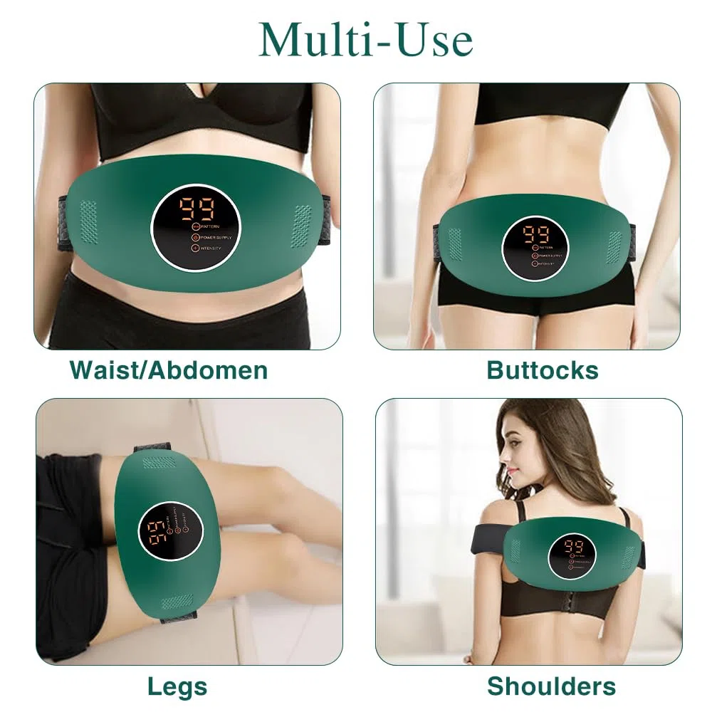 Cinturón Abdominal De Masaje, Máquina de masaje de barriga, Cinturón De Adelgazamiento Eléctrico, Masaje vibratorio en dos etapas, ideal para el hogar, la oficina y los viajes (verde)