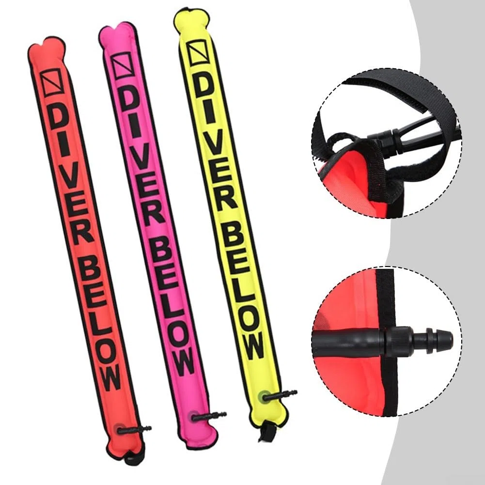 Buceo SMB Marker Boya, Tubo de señal inflable para marcador de seguridad subacuática, bandera de buceo, nailon naranja (rosa)