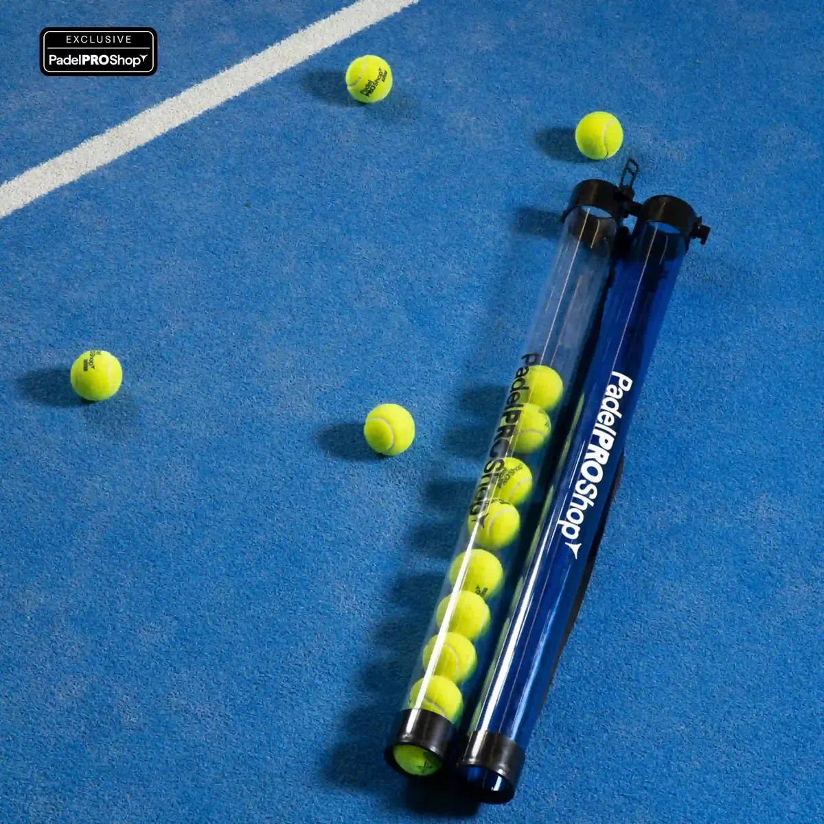 Padel Pro Shop Tubo Recogepelotas de Pádel Azul 2026 - Recogedor Ergonómico de Alta Resistencia, Capacidad 15 Bolas, Accesorio Ligero para Entrenamiento y Clases