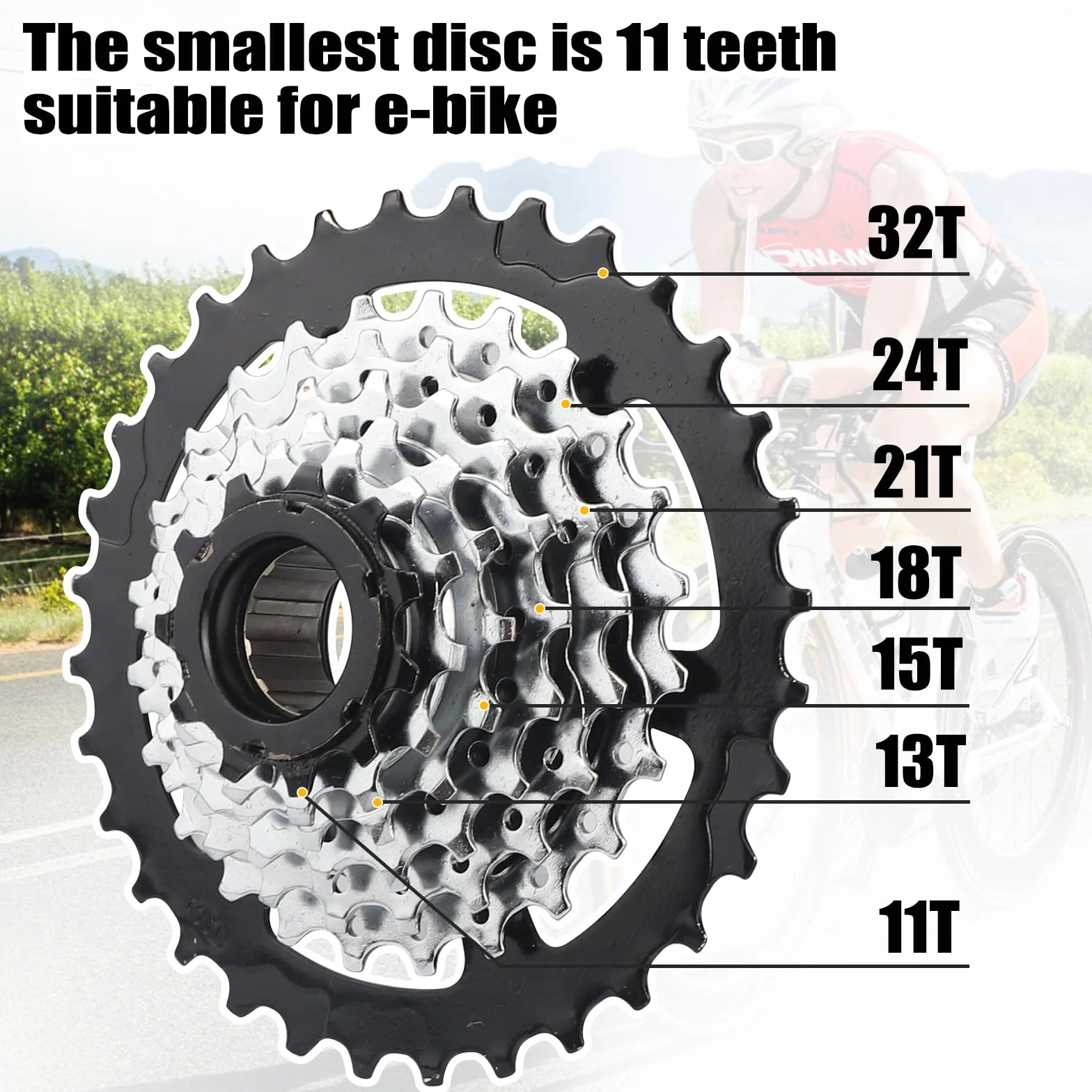 MEGHNA Bicicleta eléctrica de rueda libre, 7/8 marchas, 11-28 Teeth/11-32 Teeth Screw On Multiple Freewheel