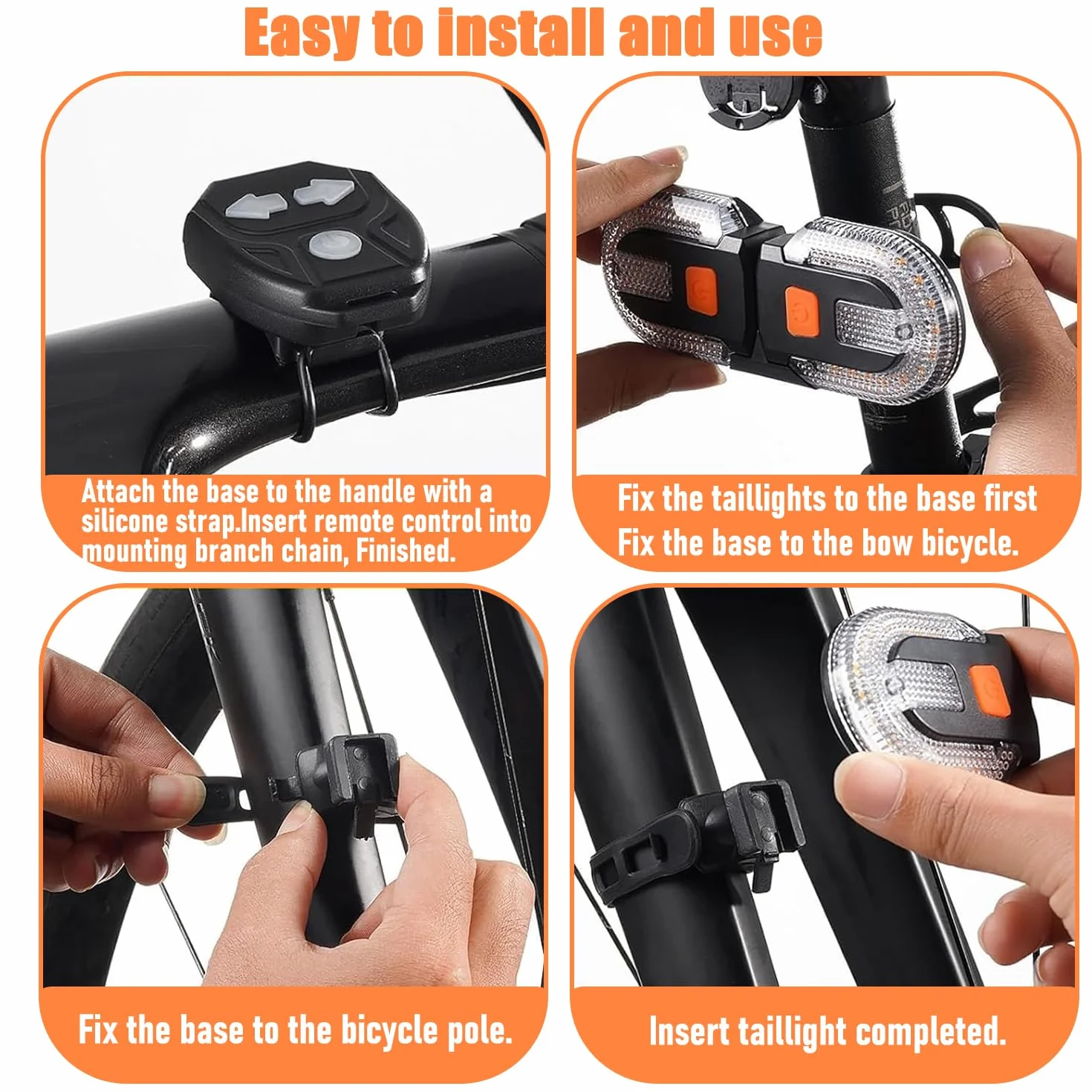 Luz LED de Control Remoto Señal de Giro, Luz Trasera para Bicicleta con señal de Giro, Luz Trasera LED de Bici-cleta Recargable por USB, Lu-z Tra-Sera de Bicicleta con Intermitentes, Impermeable