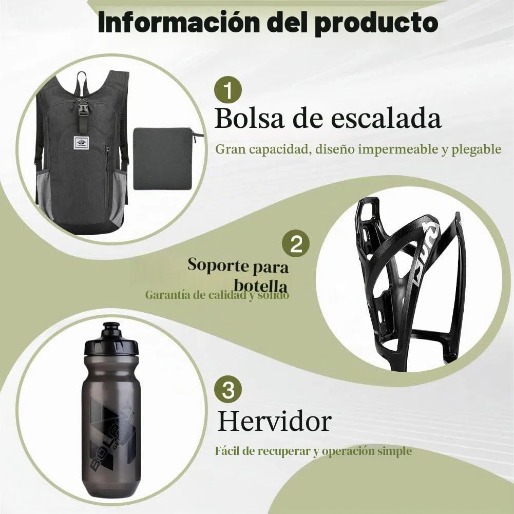 Mochila De Bicicleta Ultraligera 15l con Portabidón De Bicicleta Botella De Bicicleta De 610 ml,Mochila De Hidratación Ultraligera para Trail para Ciclismo, Deporte, Hidratación para Hombre MTB