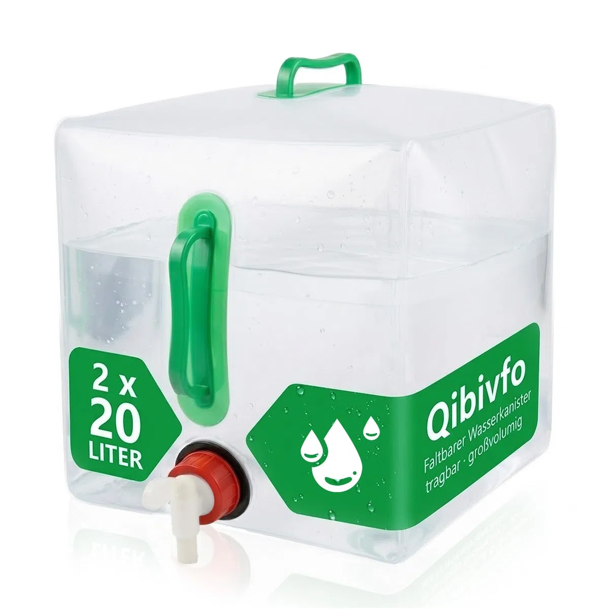 Juego de 2 bidones de agua plegables de 20 L con grifo y asa, bidón de agua con grifo, depósito de agua plegable, bidón de agua potable para camping, emergencias, exteriores, senderismo