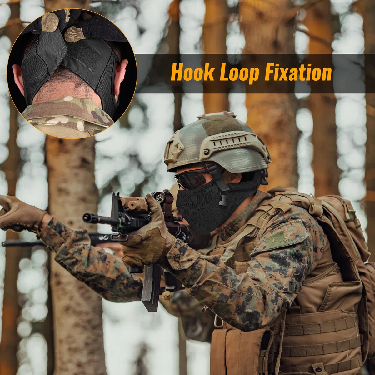 Qavctw Tactical Shooting Mask, Folding Airsoft Silicone Mask, Breathable, Free Ear, Half Face, Mesh, Military Mask for Shooting, Horse Riding, Climbing, Paintball, Hunting, Games