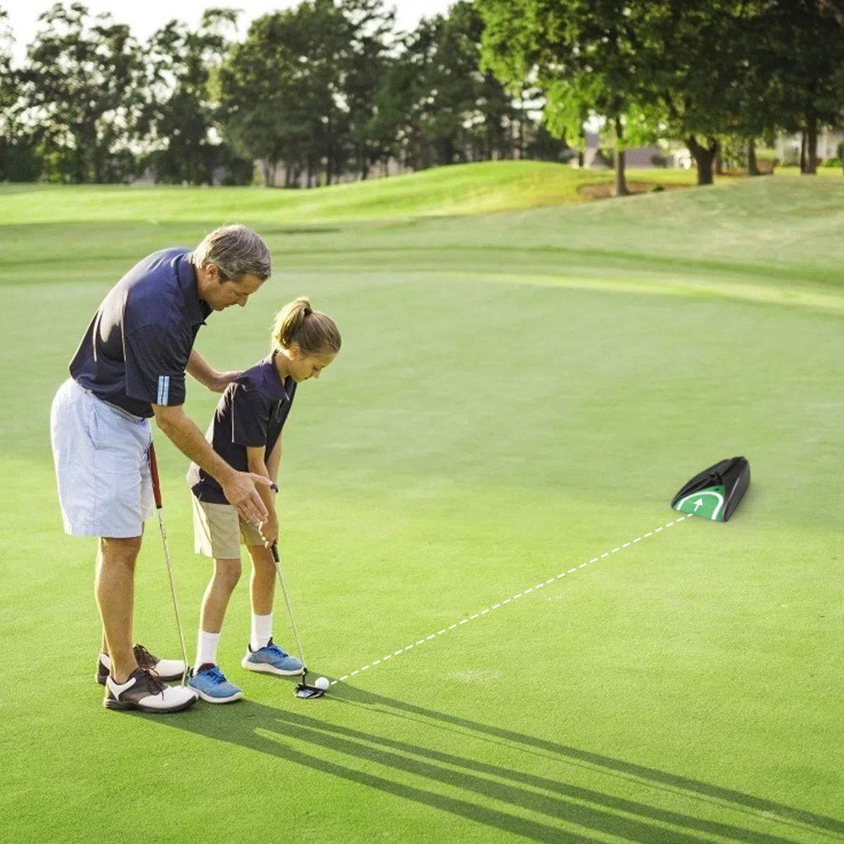 Putter de Golf Entrenador de Alfombras Práctica de Golf Portátil Putter máquina de Retorno automático de la Pelota la Pelota para Entrenamiento de Golf en Interiores y Exteriores