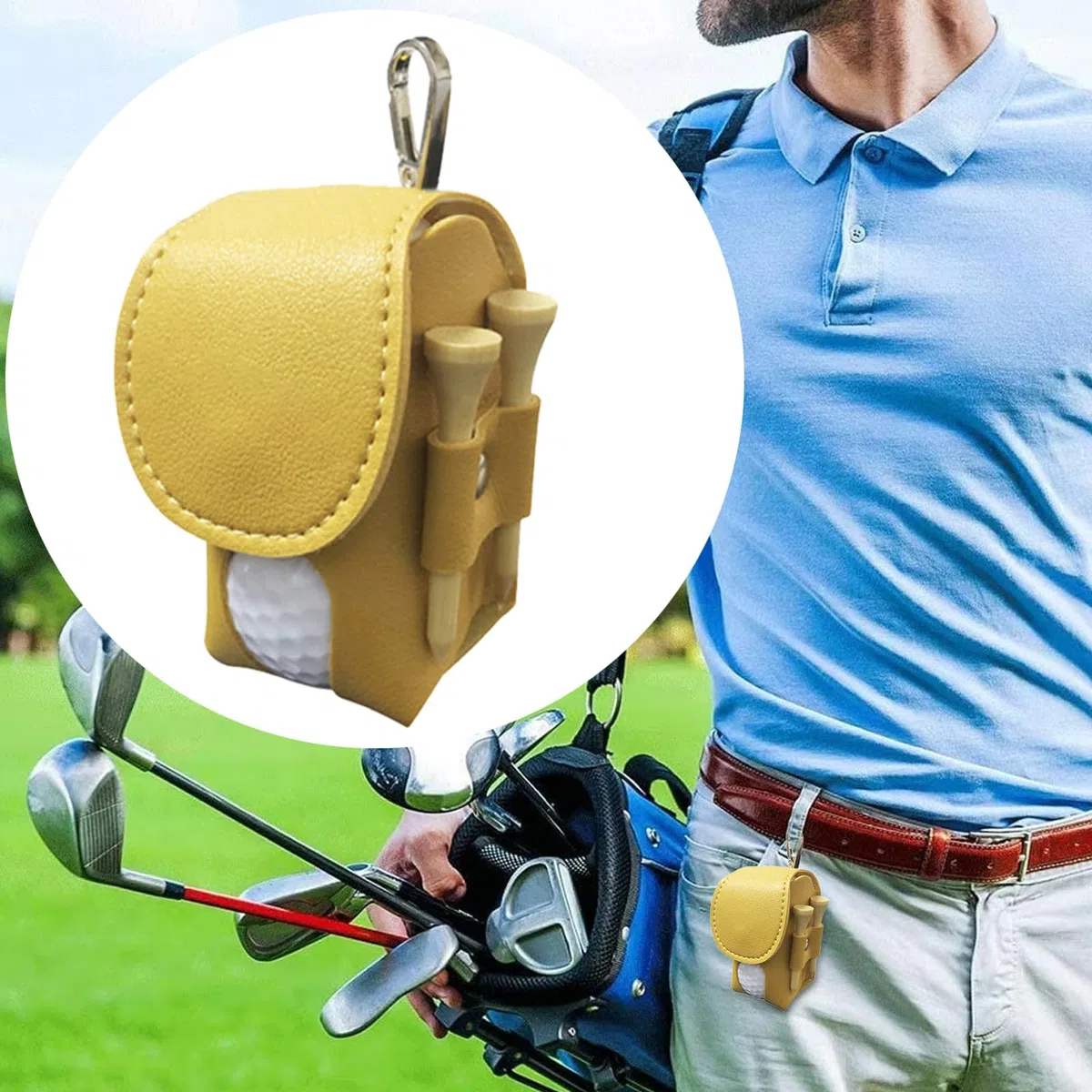 Bolsa para Bolas De Golf - Porta Tees De Sintético para Cinturón - Organizador De Bolas De Golf con Clip Portátil Y Almacenamiento - para Hombres, Mujeres, Padres Y Parejas