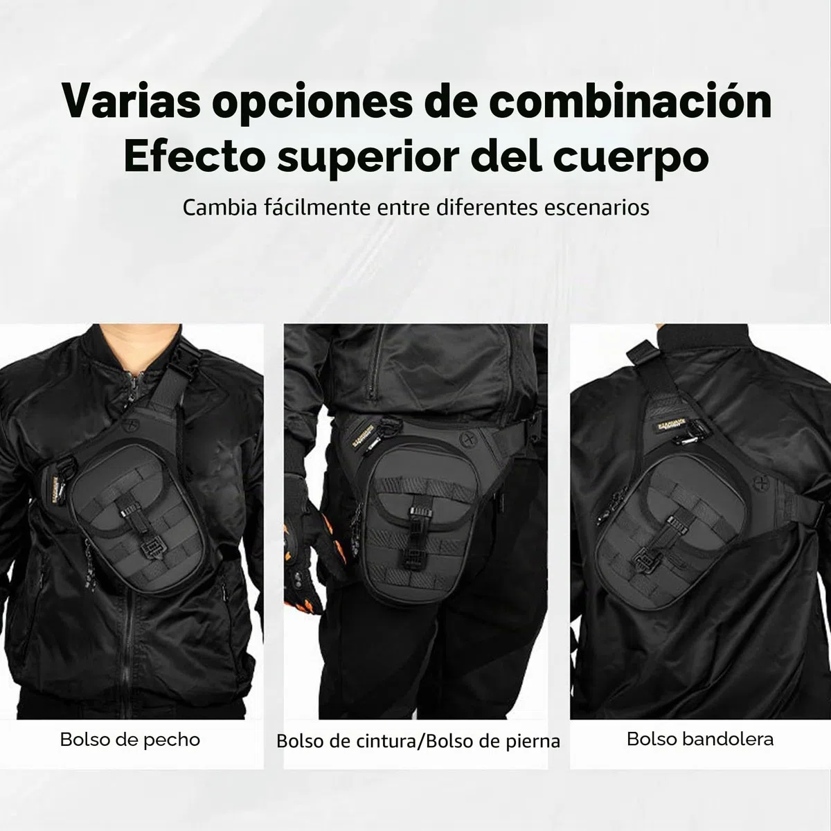 Bolsa de Pierna para Moto, riñonera, Impermeable, para Hombres y Mujeres, Capacidad Ampliable, Multifuncional, para equitación, Ciclismo, Senderismo, Escalada, Negro, 20 * 15 * 8