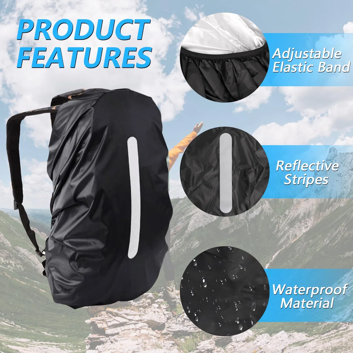 UKOFEW Funda Impermeable para Mochila, 30L-40L Funda Lluvia para Mochilas, Reflectante Funda Mochila Impermeable, Cubre Mochila Impermeable al Aire Libre, para Senderismo, Camping, Viajes, Ciclismo