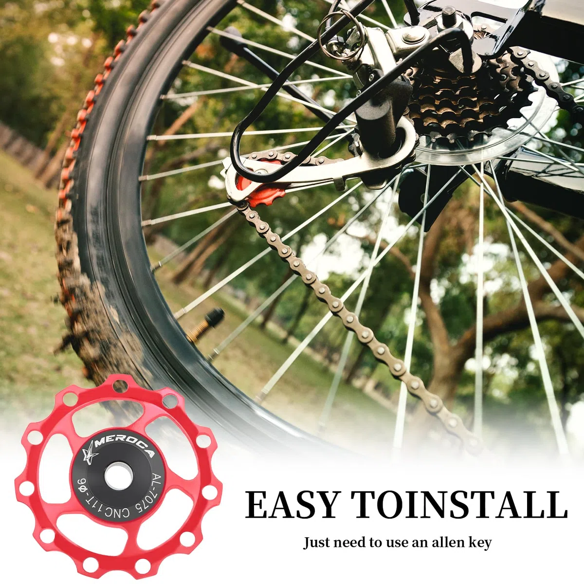 Aluminio 11T Bike Cambio Trasero Bicicleta Rueda Del Jockey Trasero Guía Polea Cojinete,Rueda de Guía de Bicicleta Rodillo Desviador Trasero,para Bicicleta de Jockey Rueda de Cambio Trasero 2PCS