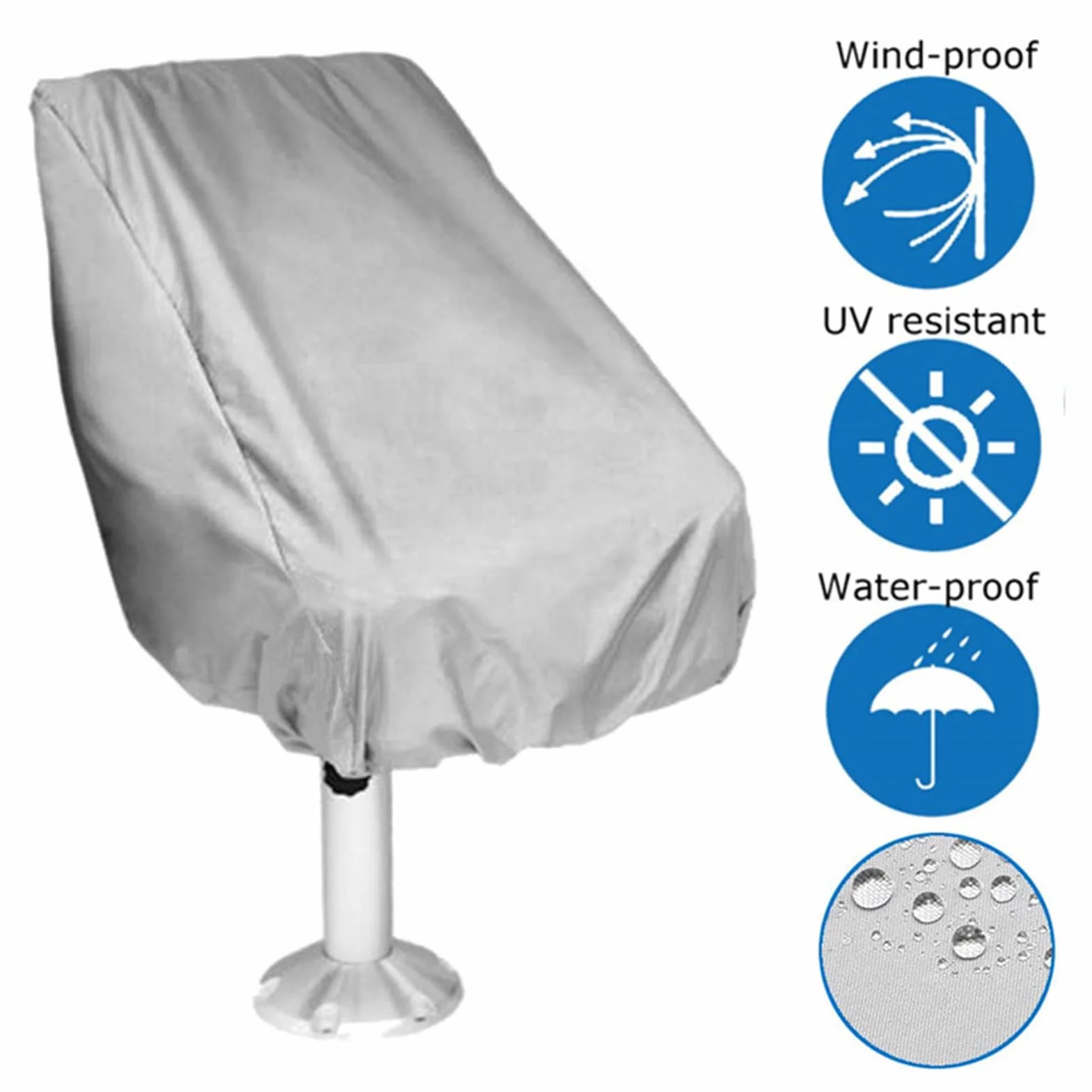 Funda para Asiento de Barco, Funda Protectora Elástica Impermeable y a Prueba de Polvo para Exteriores para Yate, Silla, 56x61x64cm