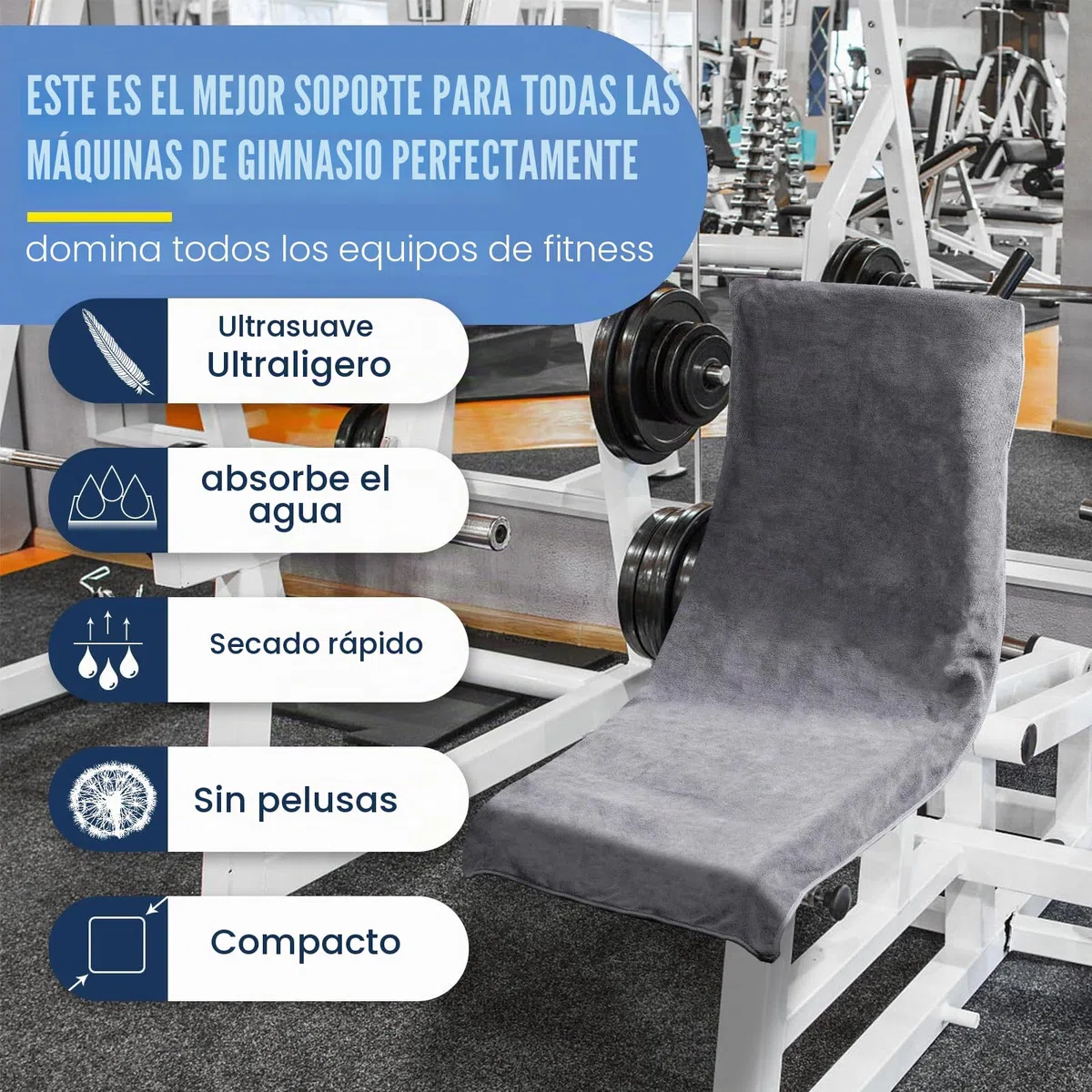 DUNSOO Toalla Gimnasio,120x50cm Toalla Deportiva De Microfibra con Bolsillo De Cremallera para Gimnasia y Entrenamiento I Toalla De Gimnasio (Gris Oscuro)