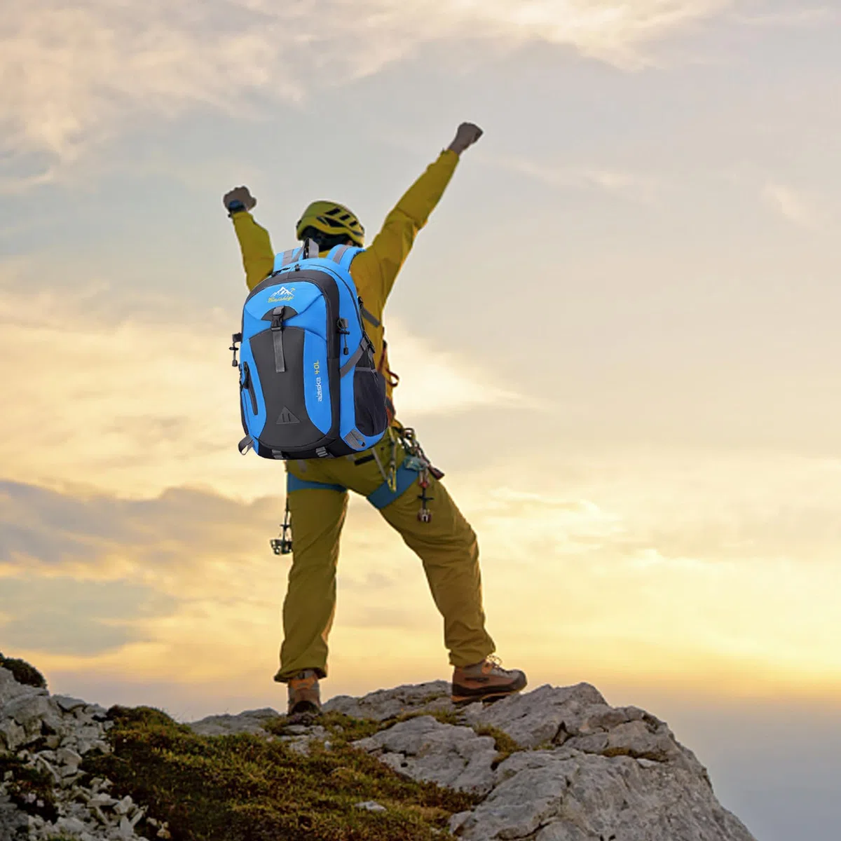 Mochila de senderismo para hombres unisex, mochila de gran capacidad de 40L, mochila de viaje impermeable para camping, senderismo, viajes, deportes al aire libre, escalada, ciclismo (Azul)