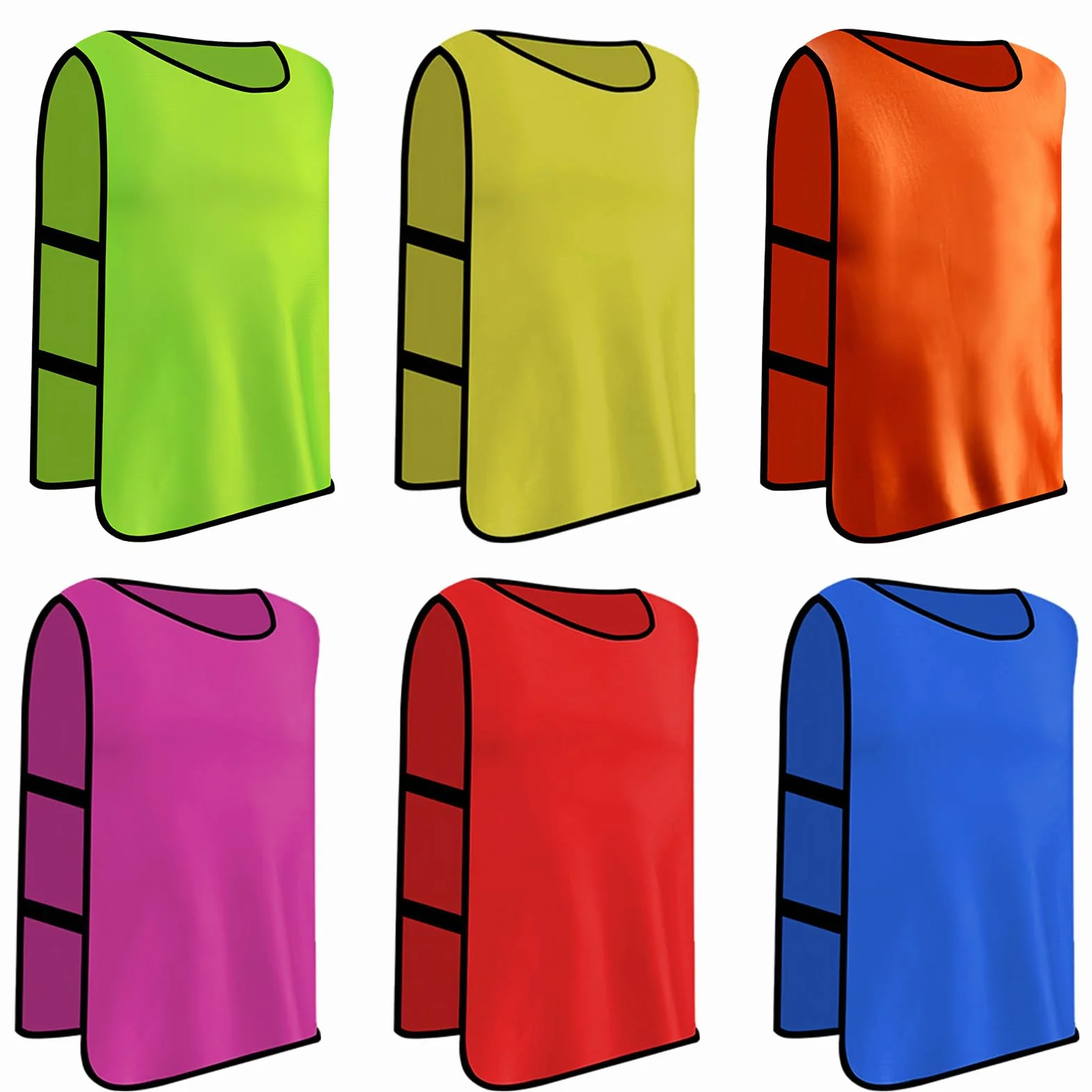 6 Chalecos de Entrenamiento, Petos Deportivos Adultos, Chaleco Deportivo para Fútbol, Sports Petos de Entrenamiento, Baloncesto, Rugby, Tamaño xl, Colores (Mezclados)
