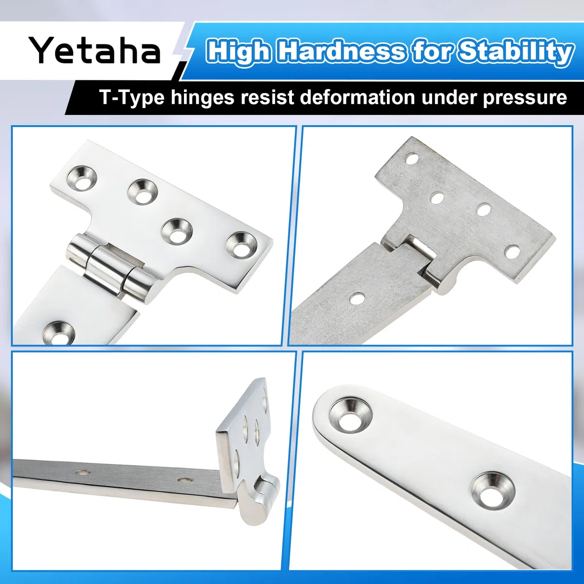 Yetaha Bisagras en T engrosadas de acero inoxidable 316 con tornillos M5 para yate, barco de pesca, lancha rápida (2 unidades, 151 x 75 mm)