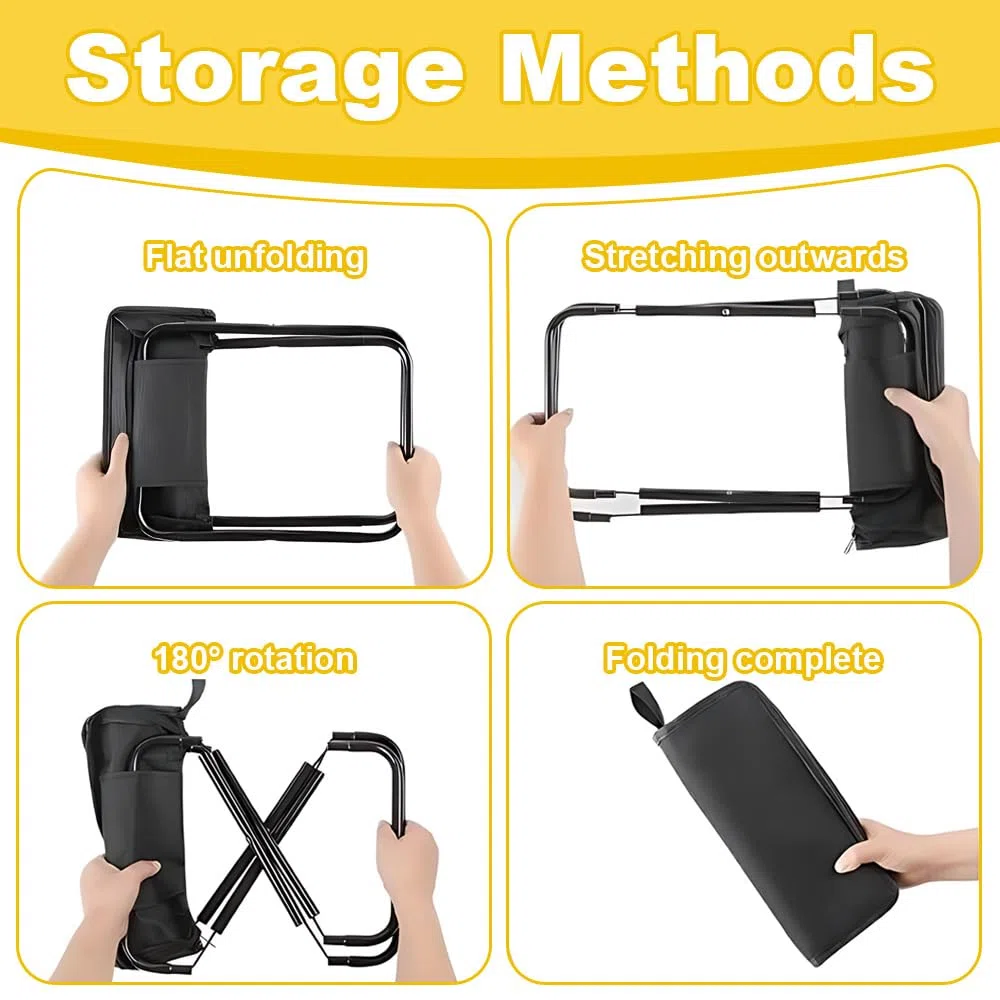 Mini Taburetes de Camping pPlegables, Taburete Plegable para Exterior, Taburetes de Camping Plegables portátiles para Interiores y Exteriores Camping Senderismo Caza Picnic Viaje etc (Negro)