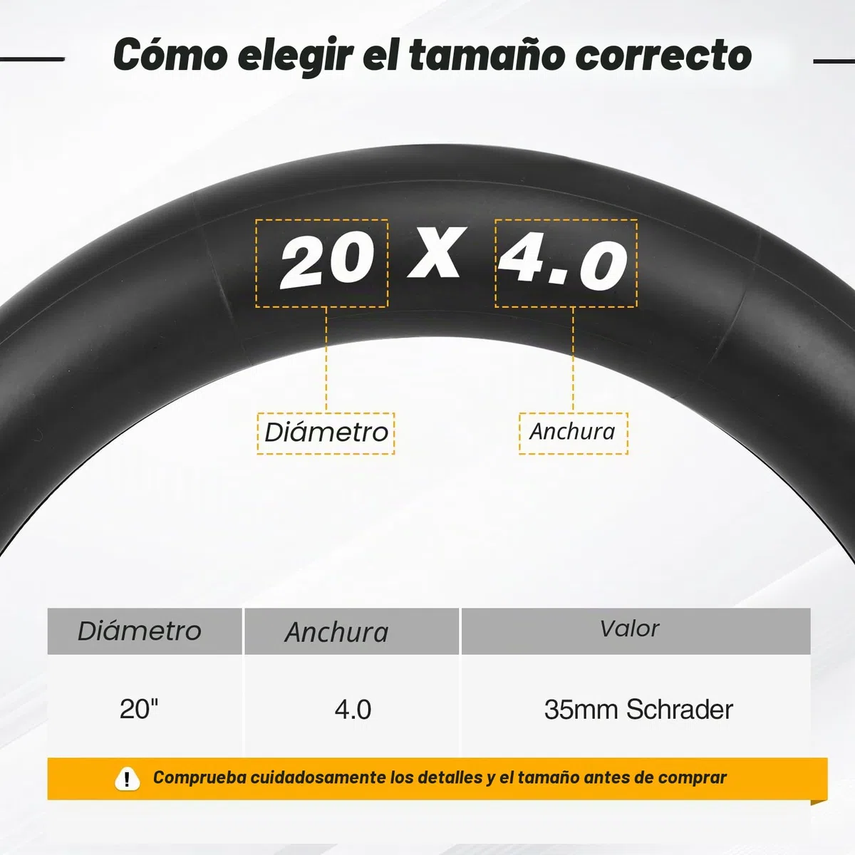 2 cámaras de aire para bicicleta de 20 x 4,0/26 x 4,0 pulgadas, 20/26 pulgadas, AV35 mm, tubo interior para bicicleta de montaña