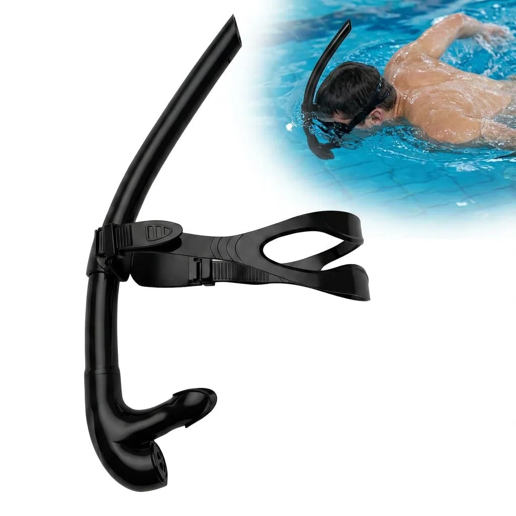 Snorkel Tubo Natacion Frontal para Piscina y Aguas Abiertas Buceo Entrenamiento Profesional Valvula de Purga Unidireccional Antideslizante Boquilla Silicona Comoda Adultos y Jovenes