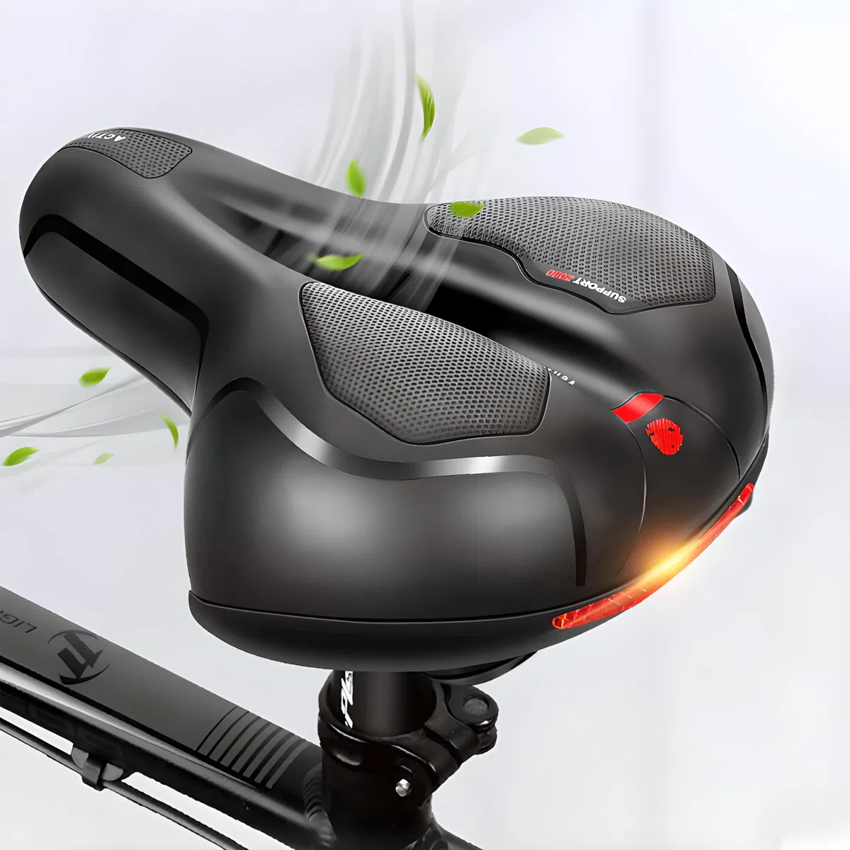 Retoo Sillín de bicicleta con espuma viscoelástica cómoda y suave, asiento de bicicleta con cubierta impermeable, ergonómico, ancho, transpirable, cómodo, amortiguador de golpes, para bicicleta de