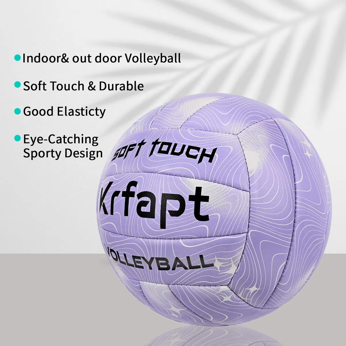 Balón de voleibol y voleibol de playa oficial tamaño 5 – Soft Touch – Pelota de entrenamiento para exteriores/interiores, resistente al agua con diseño ondulado (morado)